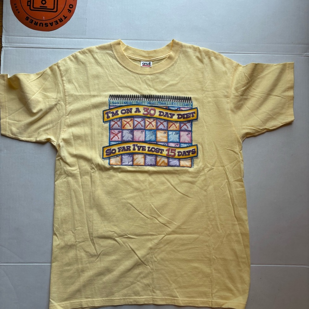 Vintage diet Yellow Graphic T-Shirt funny sz large short sleeve